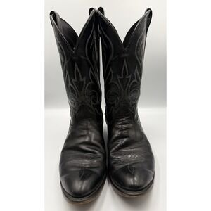 Laredo Western Cowboy Boots Men 10 EE Black Leather Made USA Wide